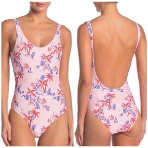 NWT Onia 'Rachel' Palm Tree Print Scoop Back One Piece Swimsuit Size M